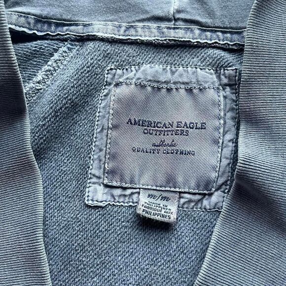 Vintage Y2K American Eagle blue v-neck hoodie with 3/4 sleeves size medium - Picture 3 of 7